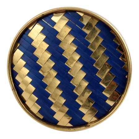 Round Navy Blue Metal And Wooden Wine Stopper